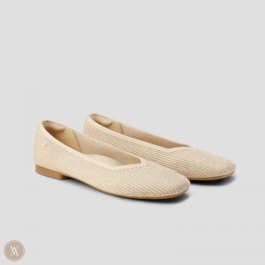 Sapatos Rasos VIVAIA Square-Toe V-Cut Margot 2.0 Feminino Douradas | ZMW-1278