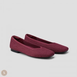Sapatos Rasos VIVAIA Square-Toe V-Cut Margot 2.0 Feminino Bordeaux | QHQ-4117